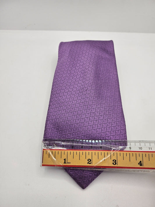 T.M. Lewin Silk Tie Men Purple Micro Geometric Wedding Designer Vtg Necktie BX23