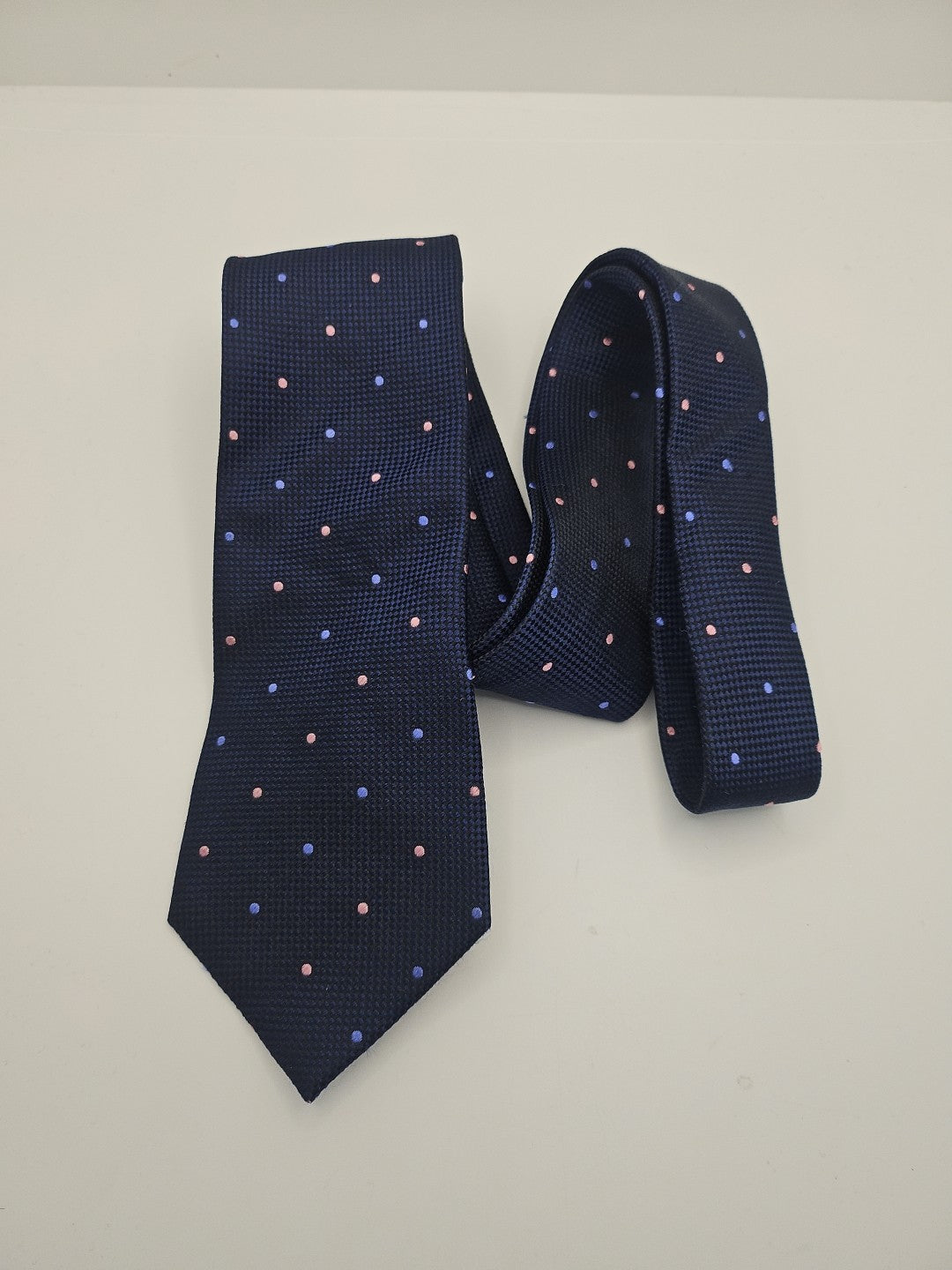 T.M Lewin Blue Spotty Mens Silk Tie Wedding Formal Neck Tie BX16