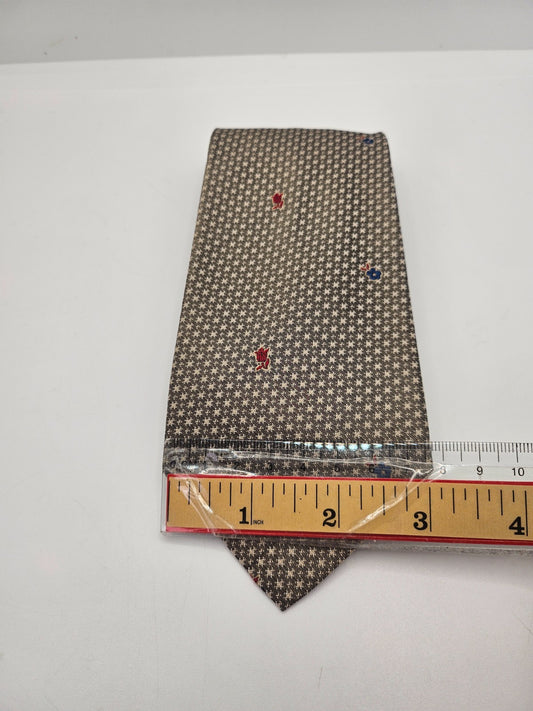Trussardi Silk Tie Mens Brown Geometric Floral Designer Vintage Neck Tie BX15