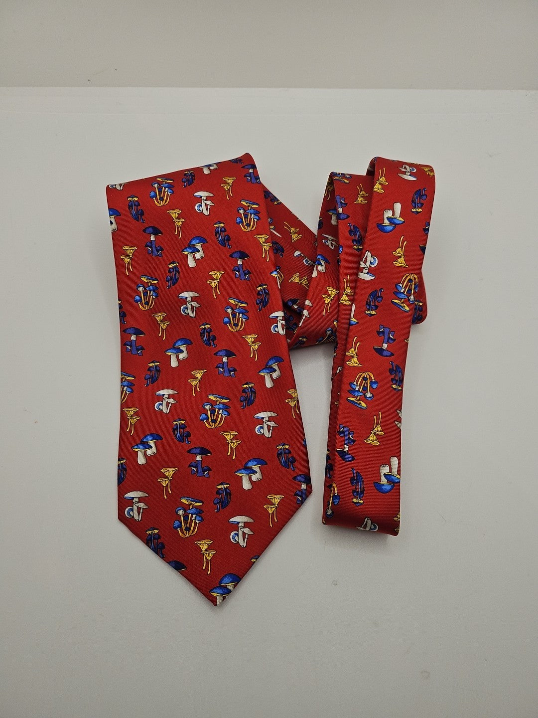 Harrods red Vintage Mushroom Print Mens Silk Tie Wedding Formal Neck Tie BX11