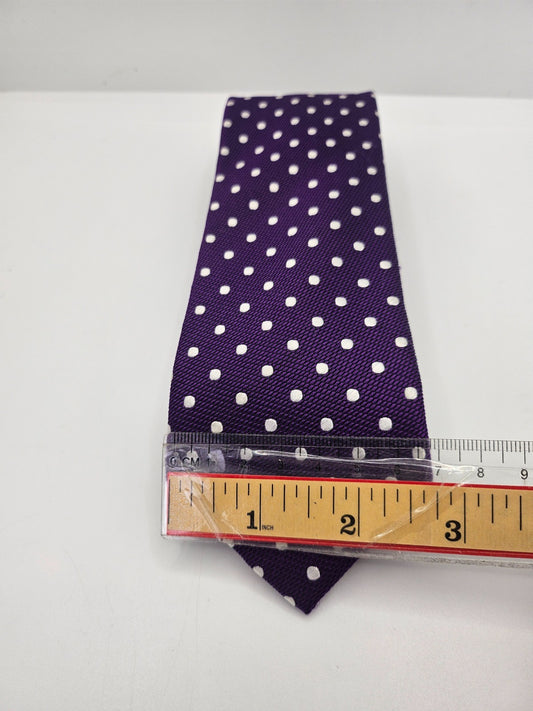 Van Buck Silk Tie Mens Purple White Polka Dot Textured Vtg Wedding Neck Tie BX2