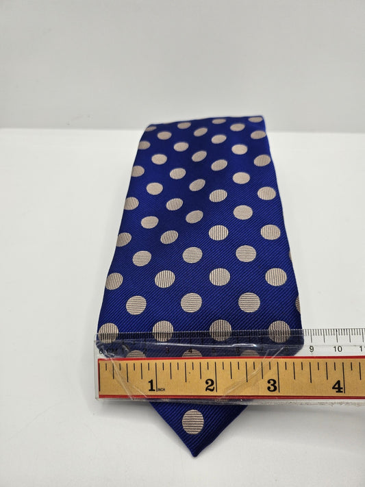 Charles Tyrwhitt Silk Tie Mens Blue Champagne Polka Dot Vtg Wedding Necktie BX23