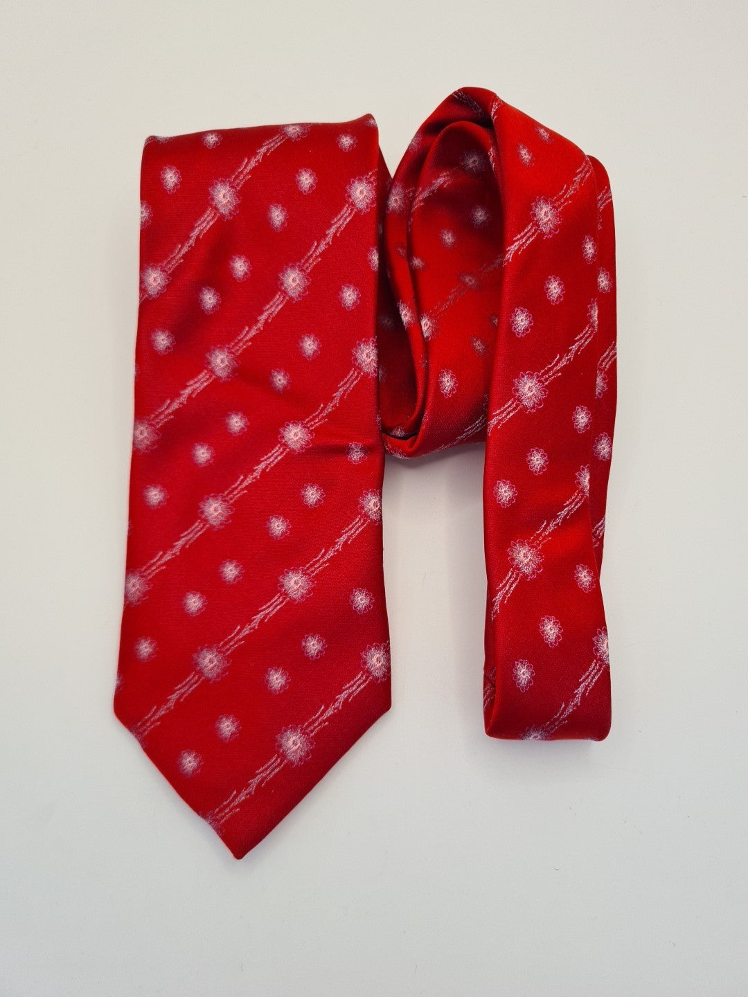 John Francomb Red Retro pattern Wedding Silk Tie | Designer Mens Tie UK Vintage Mens Tie UK BX14