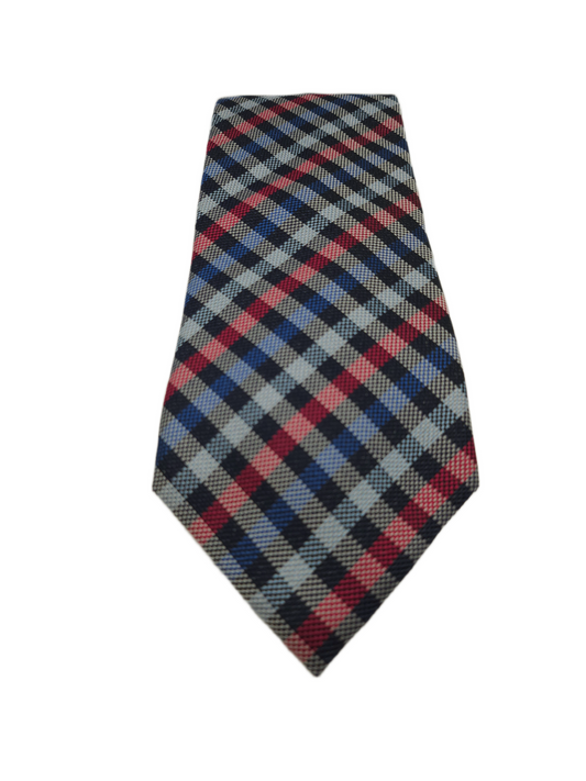 Charles Tyrwhitt Silk Tie Mens Navy Pink Light Blue Plaid Classic Necktie BX11