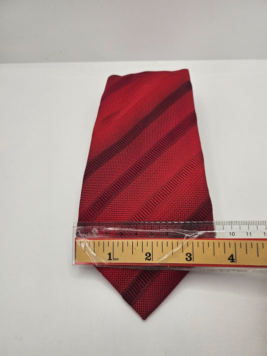 Thomas Pink Silk Tie Mens Red Striped Textured Designer Vtg Wedding Neck Tie BX2
