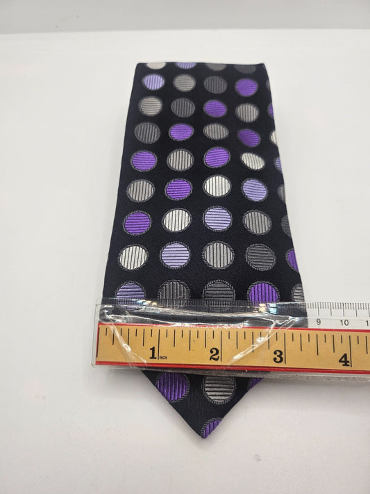Baumler Silk Tie Mens Purple Silver Polka Dot Business Wedding Vtg Necktie BX18