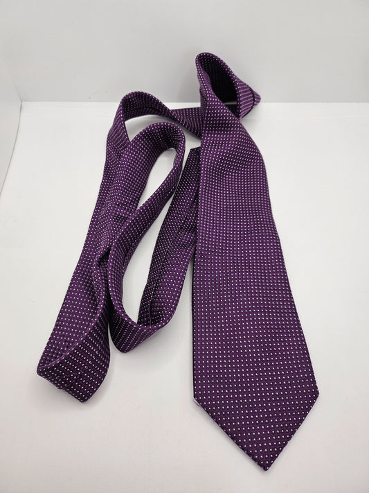 Charles Tyrwhitt Mens Silk Tie Purple Swiss Dot Vtg Retro Wedding Neck Tie R1