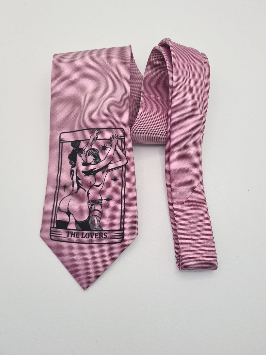 Purple Tarot Lovers Tie | Reworked Vintage Mens Tie UK | Statement Novelty Vintage Mens Tie UK BX13