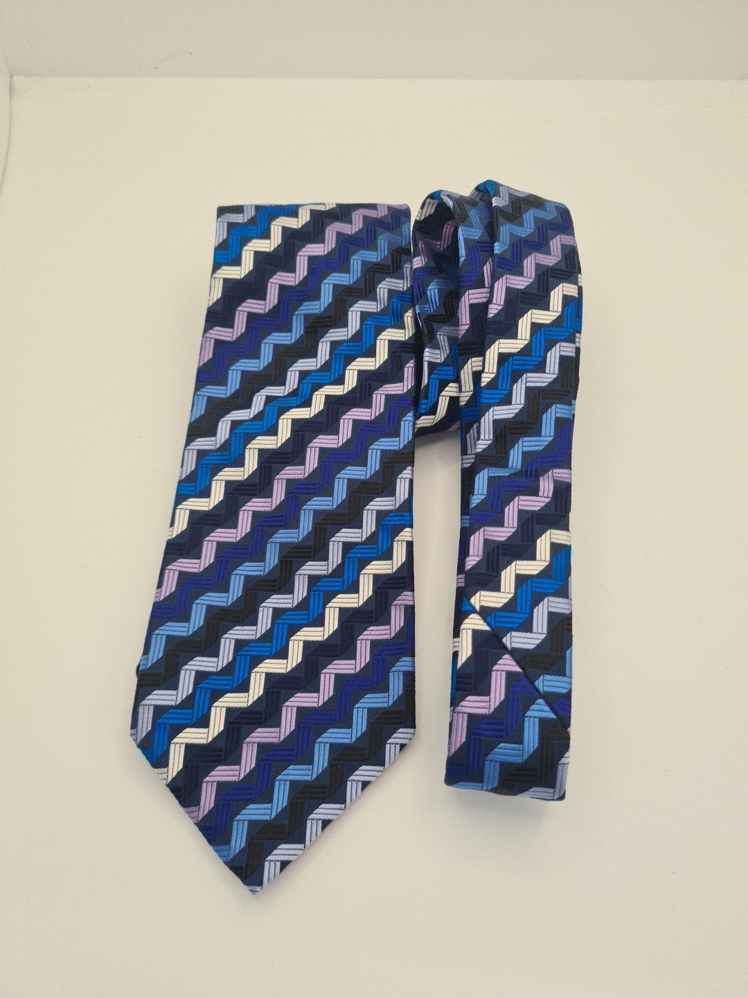Duchamp Zig Zag pattern Mens Silk Tie Classic Designer Necktie Formal Vintage Mens Tie UK BX7