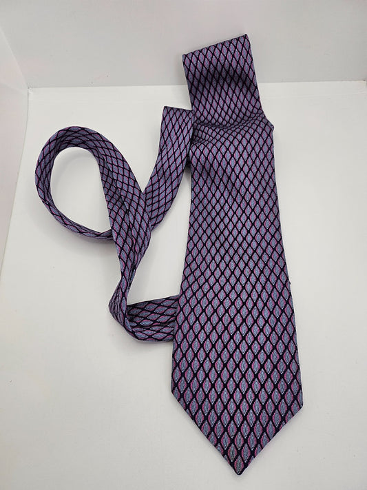 Paul Smith Mens Silk Tie Blue Purple Geometric Vtg Retro Wedding Neck Tie R9