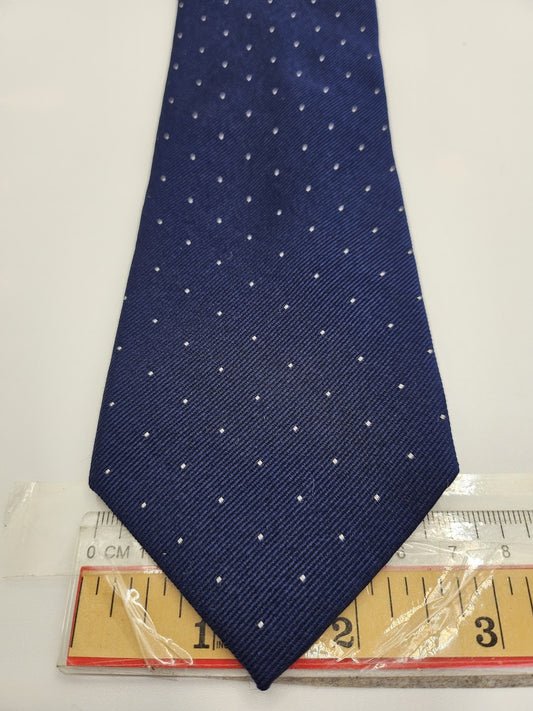 John Francomb Navy Blue Dotted Silk Tie