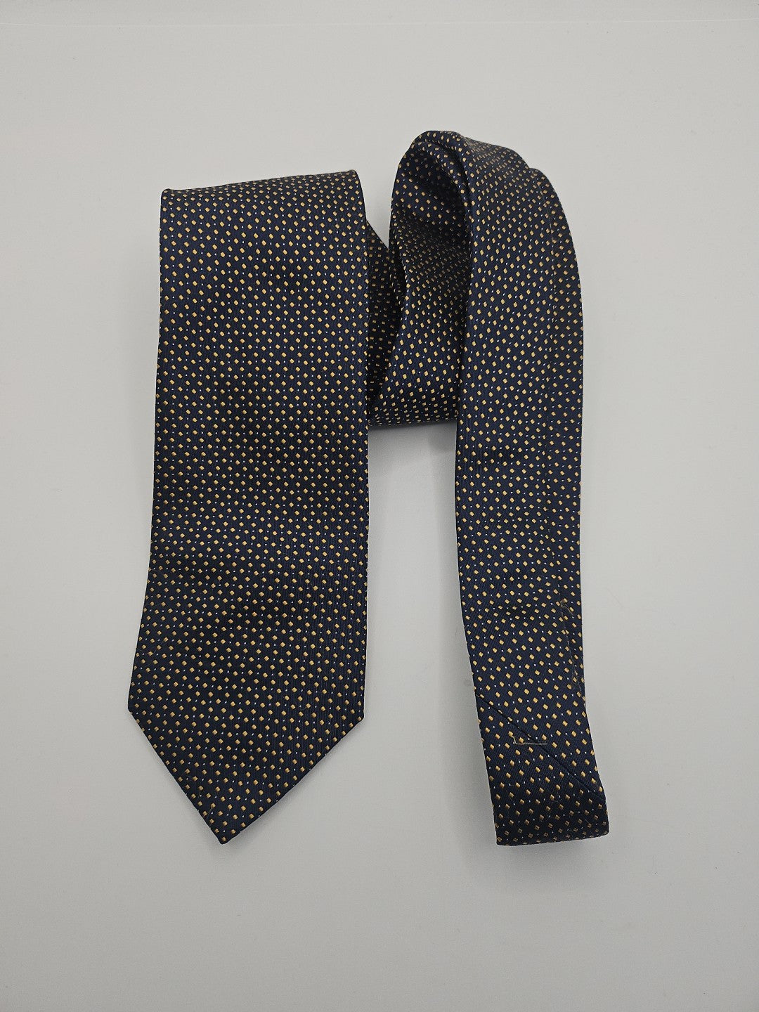 Hugo Boss Blue / Yellow Spotty Mens Silk Tie Wedding Formal Neck Tie BX16