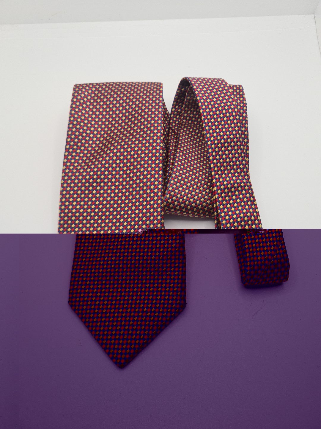 T.M Lewin Geometric Red Yellow Mens Silk Tie Classic Designer Necktie Geometric Vintage Mens Tie UK BX12