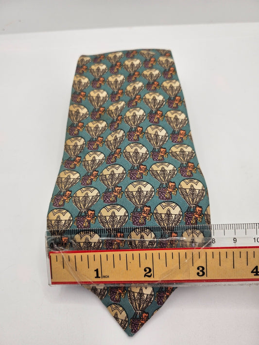 Thomas Pink Silk Tie Men Multi Hot Air Balloon Novelty Designer Vtg Necktie BX26