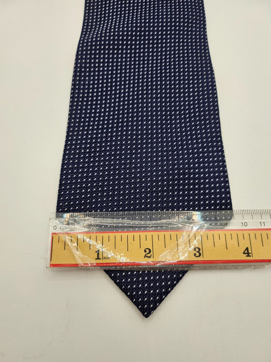 Austin Reed Navy Blue Micro Dash Textured Grid Silk Tie
