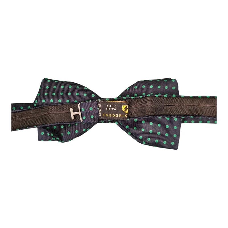 Fredrick Theak Navy Blue & Green Spotted Silk Bow Tie