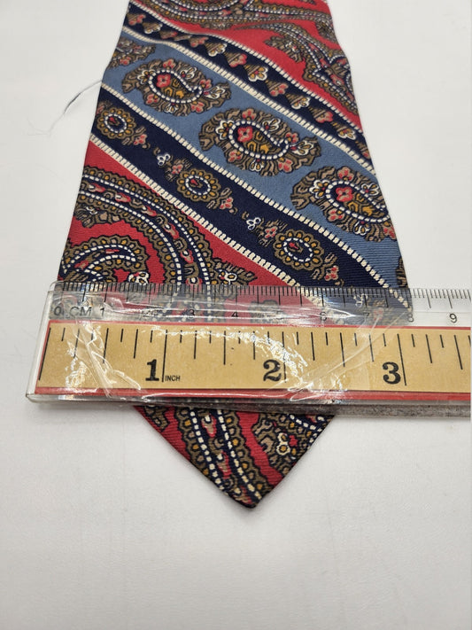 Liberty Red Blue Paisley Stripe Silk Tie