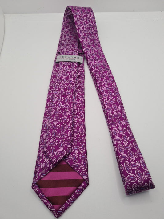 Alexandrea Purple Paisley Mens Silk Tie Classic Designer Necktie Formal Paisley Vintage Mens Tie UK BX10