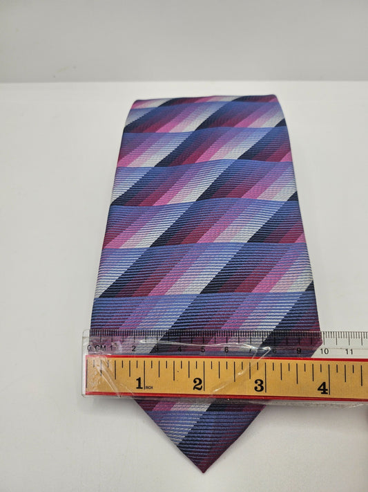 Ted Baker Endurance Silk Tie Mens Purple Pink Geometric Striped Vtg Necktie BX15