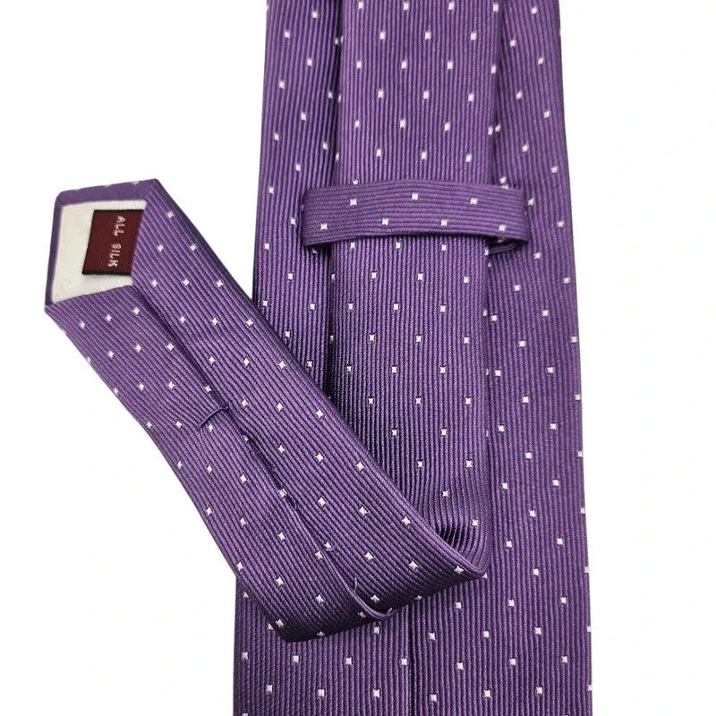 TM Lewin Men's Purple Mini Block Pattern Silk Tie