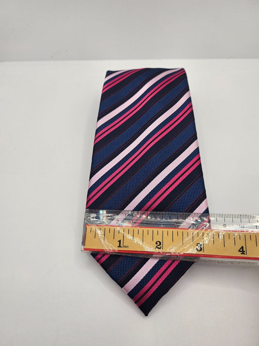 Marks & Spencer Polyester Tie Mens Blue Pink Lilac Striped Vintage Neck Tie BX12