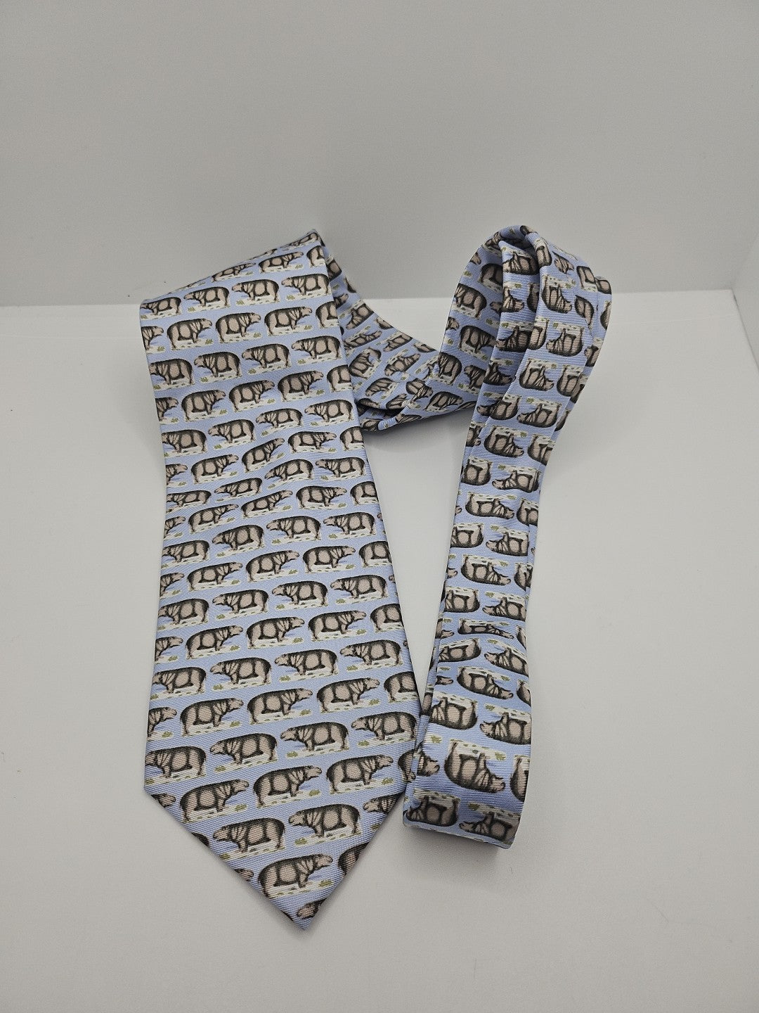 Fox & Chave Hippo Safari print Mens Silk Tie Wedding Formal Neck Tie BX18