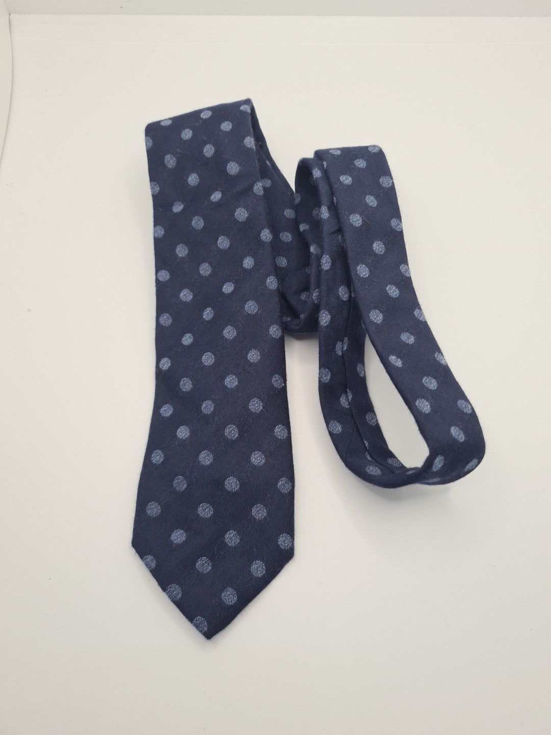 Massimo Dutti Blue Polka Dot Mens Silk Tie Classic Designer Necktie Spotted Vintage Mens Tie UK BX11