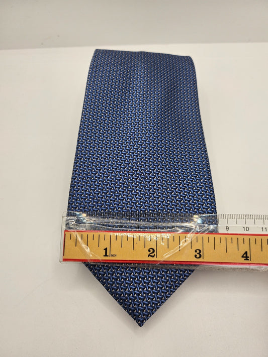 Marks & Spencer Silk Tie Mens Blue Geometric Business Vintage Retro Necktie BX12
