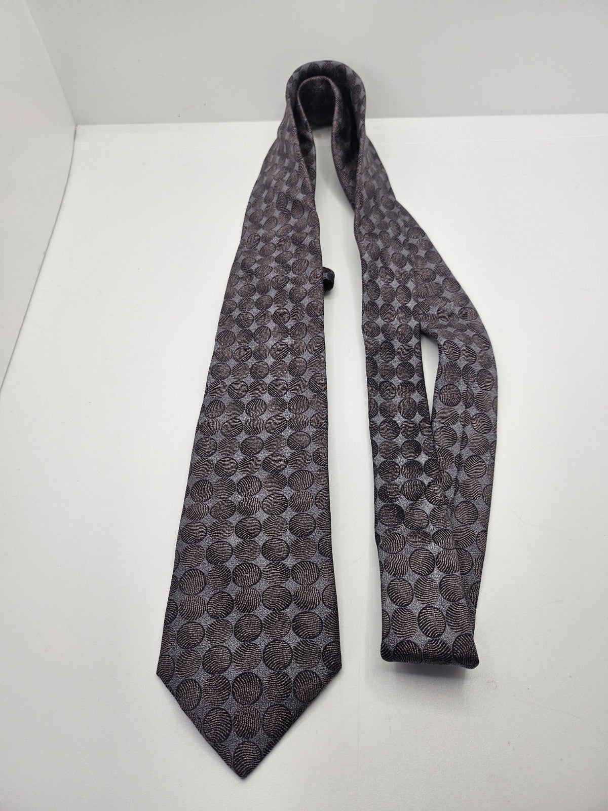 Reiss Silk Tie Mens Grey Geometric Designer Classic Vintage Retro Neck Tie BX20