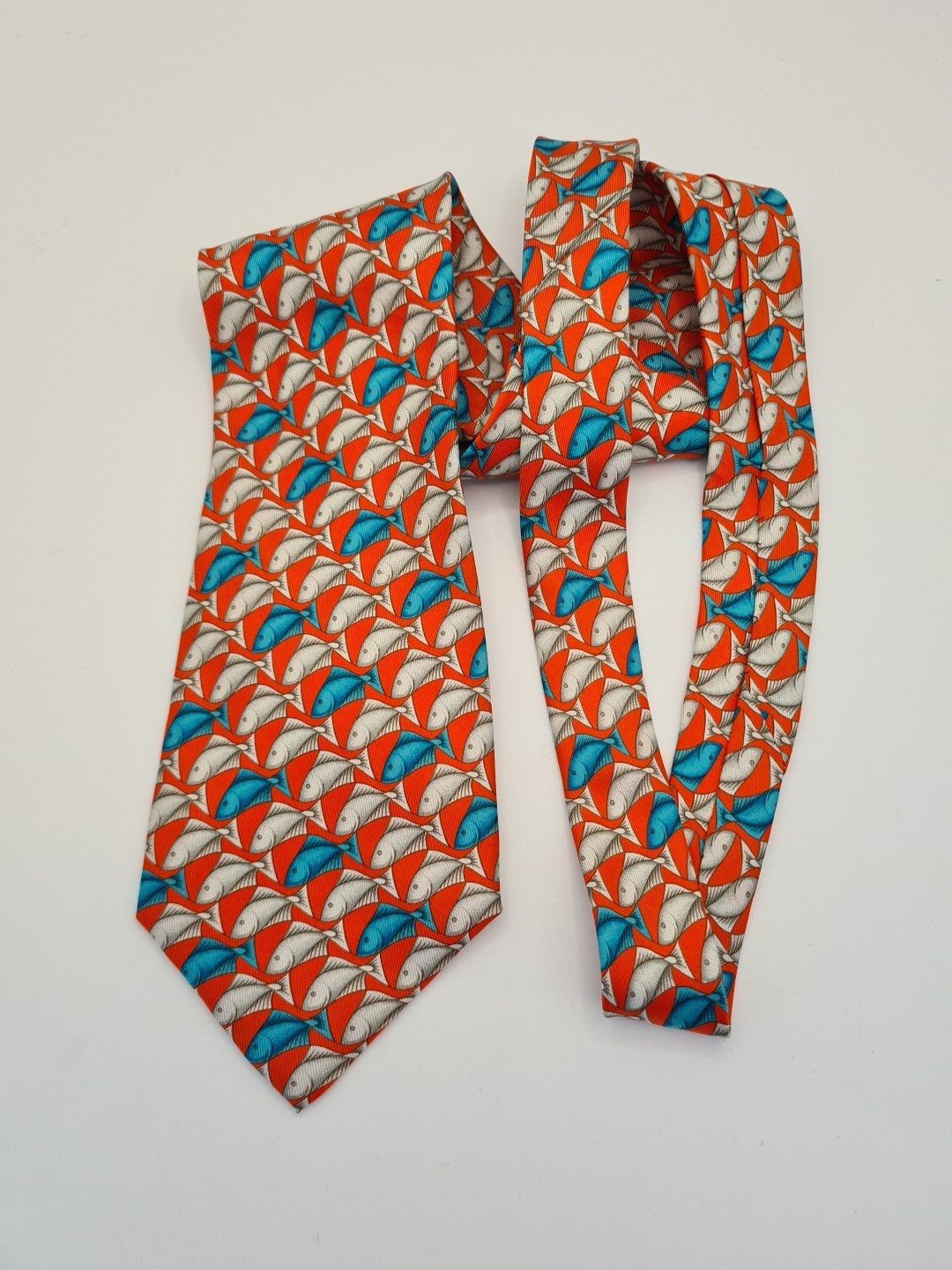 Red Italian Fish Pattern Novelty Silk Tie | Designer Mens Tie UK Vintage Mens Tie UK BX14