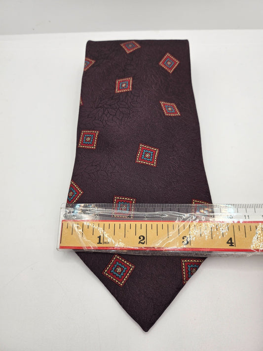Hilton's Silk Tie Mens Purple Geometric Medallion Vintage Wedding Neck Tie BX12
