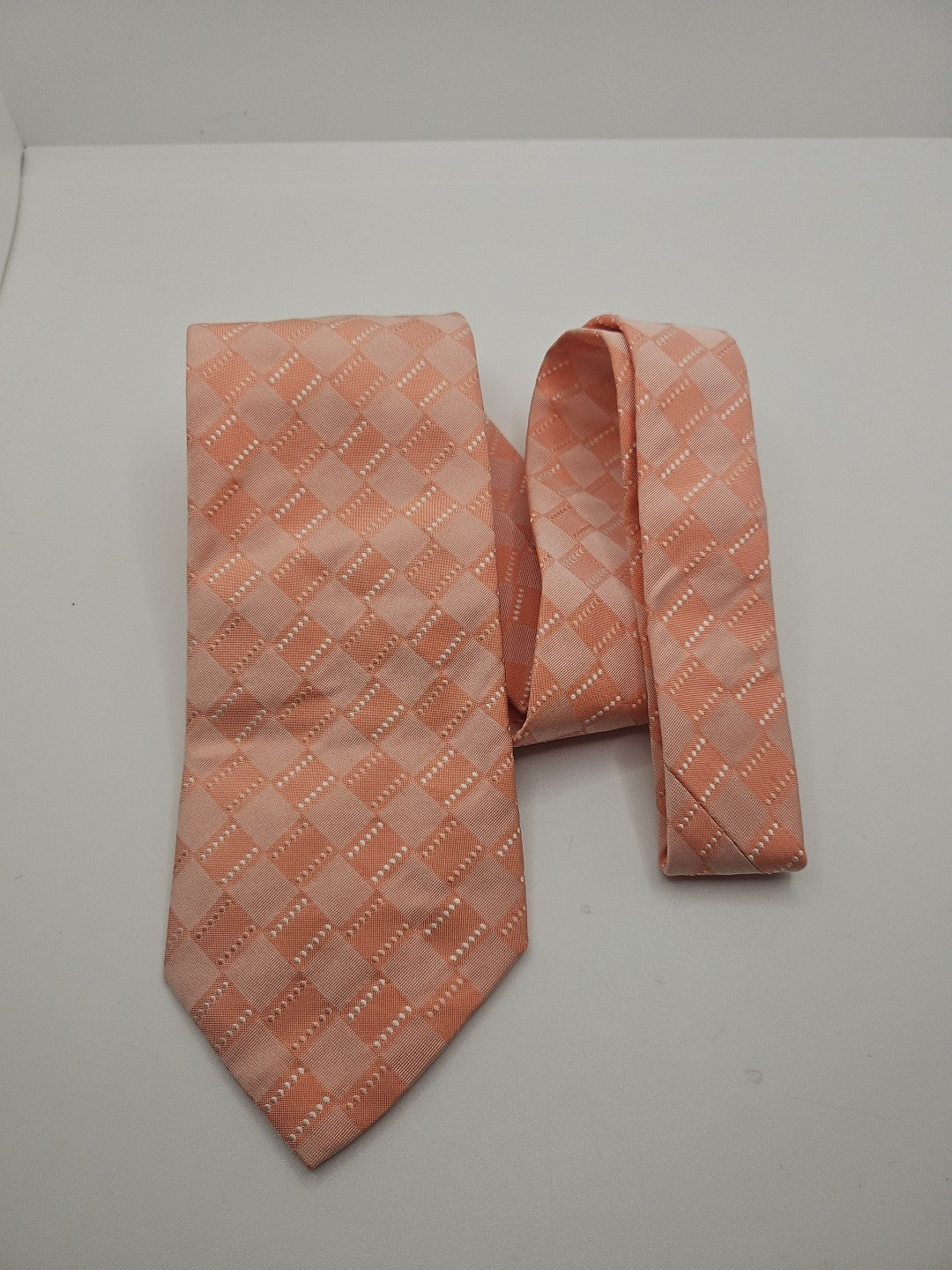 Hugo Boss Peach Geometric Pattern Mens Silk Tie Wedding Formal Neck Tie BX15