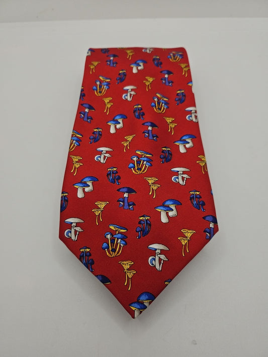 Harrods red Vintage Mushroom Print Mens Silk Tie Wedding Formal Neck Tie BX11