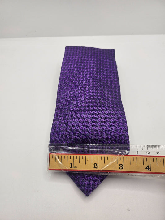 T.M. Lewin Silk Tie Mens Purple Geometric Wedding Retro Vintage Neck Tie BX18