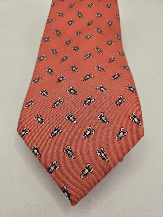 Reef Knots Mens Silk Tie Pink Lobster print Retro Vtg Wedding Neck Tie BX19