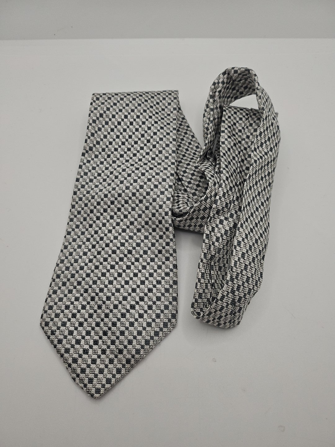 New & Lingwood Grey Geometric Woven Mens Silk Tie Wedding Formal Neck Tie BX18