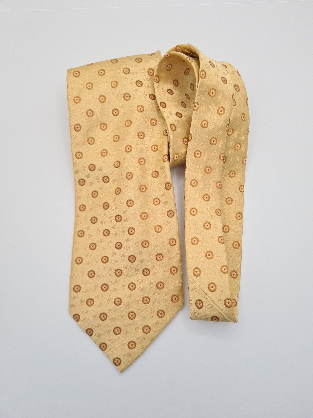 Vintage Yellow Gold Pattern Silk Tie | Designer Mens Tie UK | Geometric | Geometric Vintage Mens Tie UK BX13
