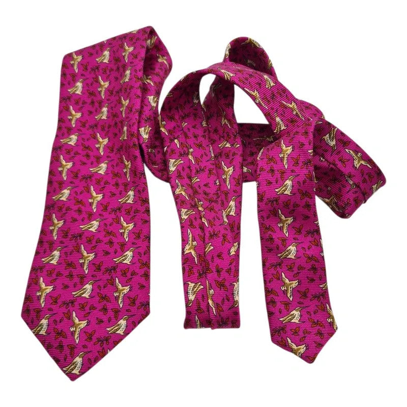 Neck Tie Silk Bird Pattern Pink Augustus Hare Luxury Formal Mens Wear