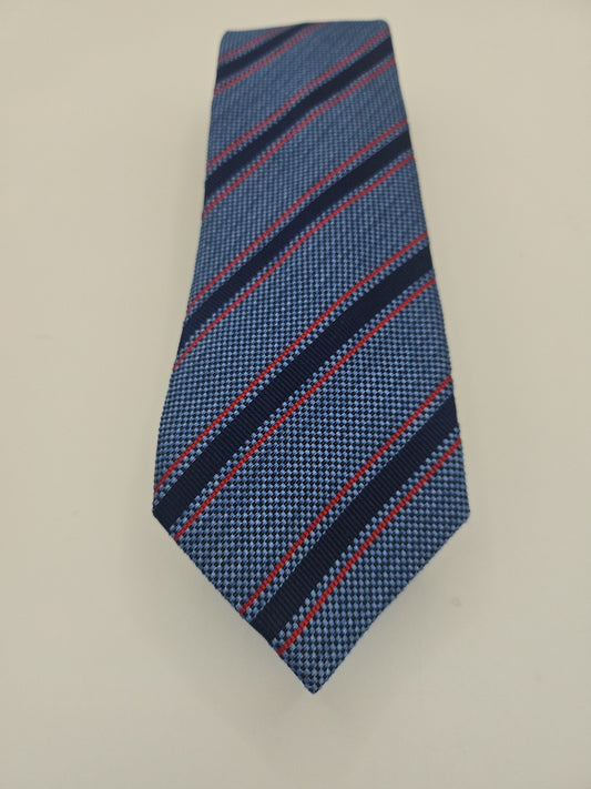 T.M Lewin Blue Woven Stripe Silk Tie