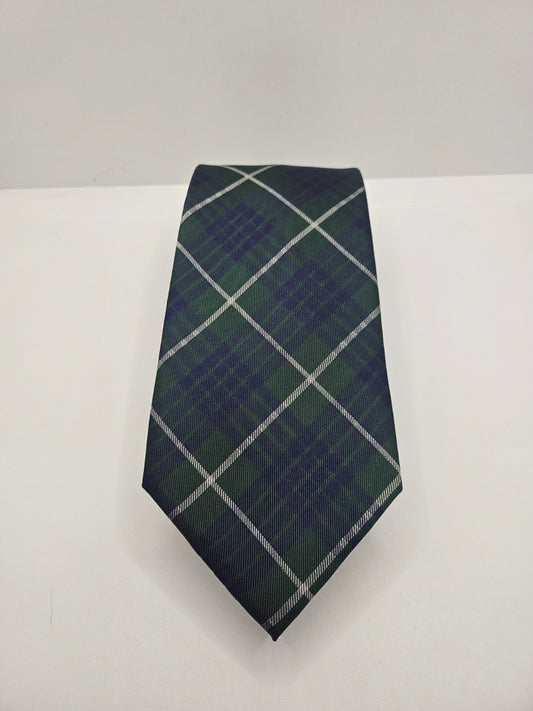 Hawes & Curtis Silk Tie Mens Green Blue Plaid Check Vintage Retro Neck Tie BX24