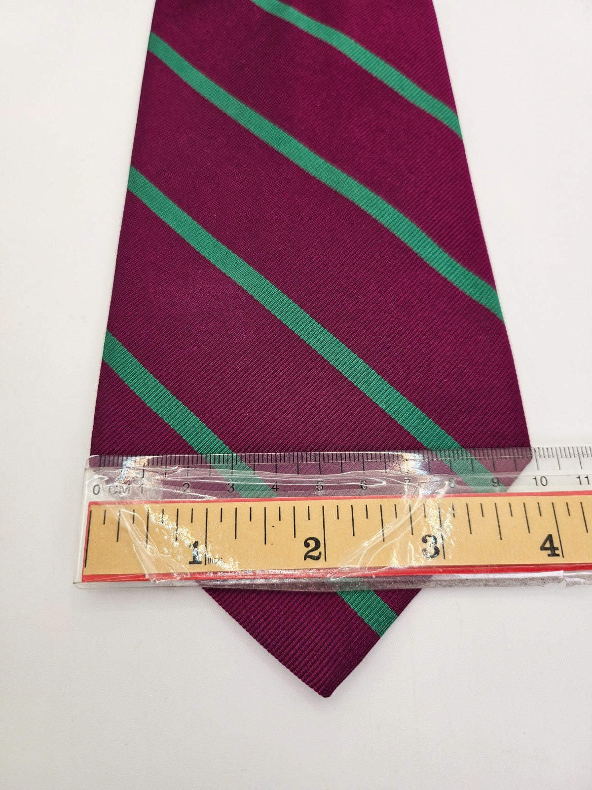Ralph Lauren Polo Mens Silk Tie Purple / Green Stripe Vtg Retro Wedding Neck Tie