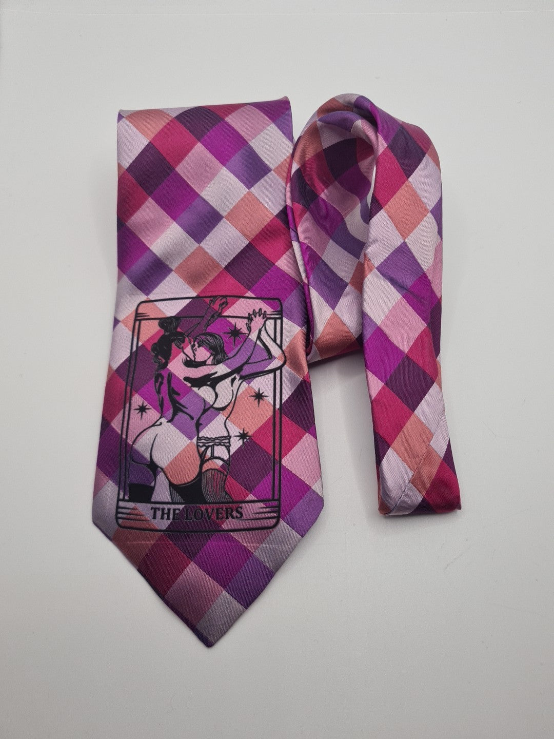 Reworked Punk Graphic Neck Tie Tarot Check | Emo Alternative Upcycled Tie RW1 Vintage Mens Tie UK