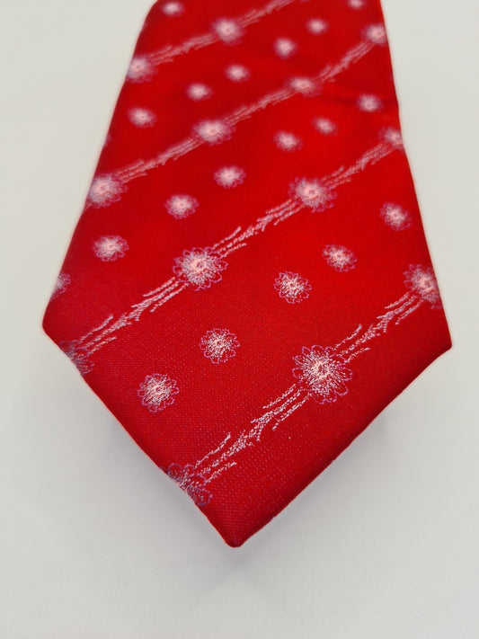 John Francomb Red Retro pattern Wedding Silk Tie | Designer Mens Tie UK Vintage Mens Tie UK BX14
