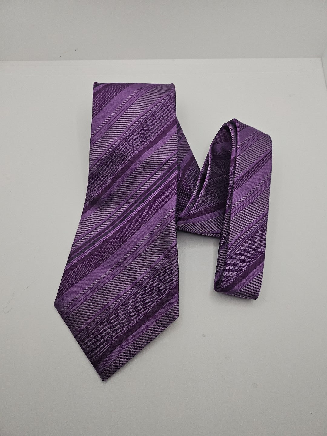 Hawes & Curtis Wide Purple Stripe Mens Silk Tie Wedding Formal Neck Tie BX13