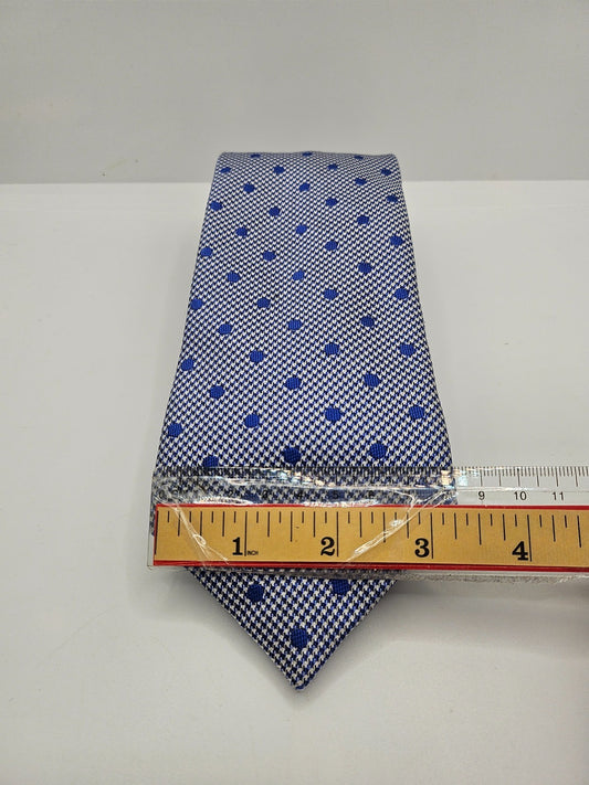 Charles Tyrwhitt Silk Tie Mens Blue White Houndstooth Polka Dot Vtg Necktie BX23
