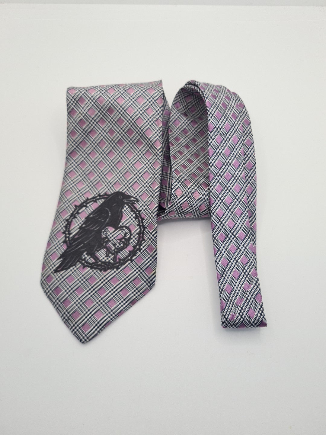 Alternative Crow Tie | Reworked Vintage Mens Tie UK | Statement Novelty BX11