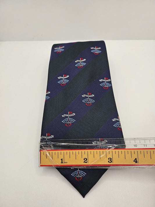 Tie Club Polyester Tie Mens Navy Green Striped Golf Club Vintage Neck Tie BX12