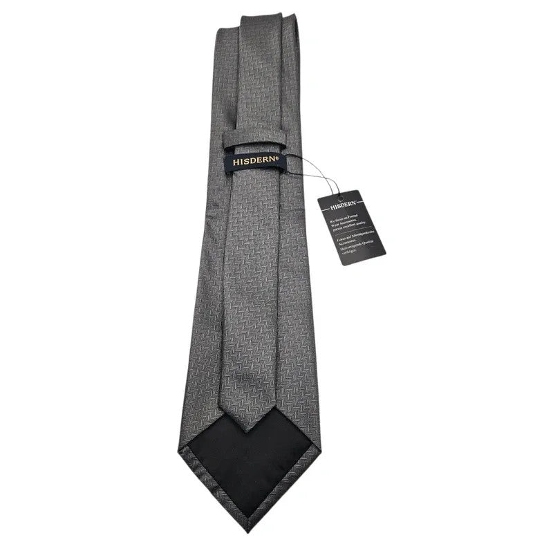 Hisdern Men's Gun Metal Wedding formal Neck tie Silk Tie