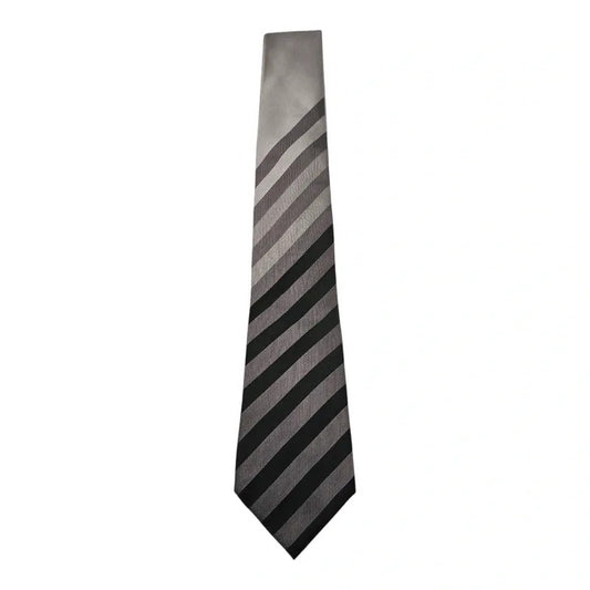 Jeff Banks Grey & Black Striped Wedding formal Neck tie Style Tie