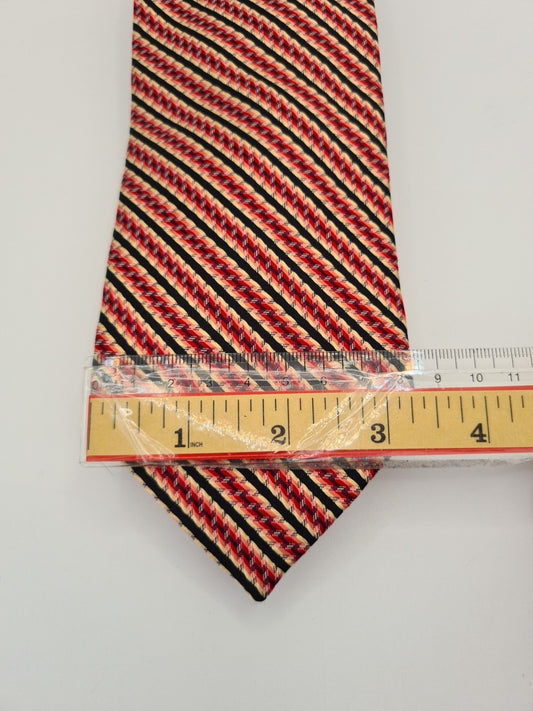 Red Italian Striped Retro Pattern Silk Tie | Designer Mens Tie UK Striped Vintage Mens Tie UK BX14